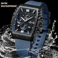 NAVIFORCE 8025 quartz watches with square case Chronograph Sport wrist watch for men
