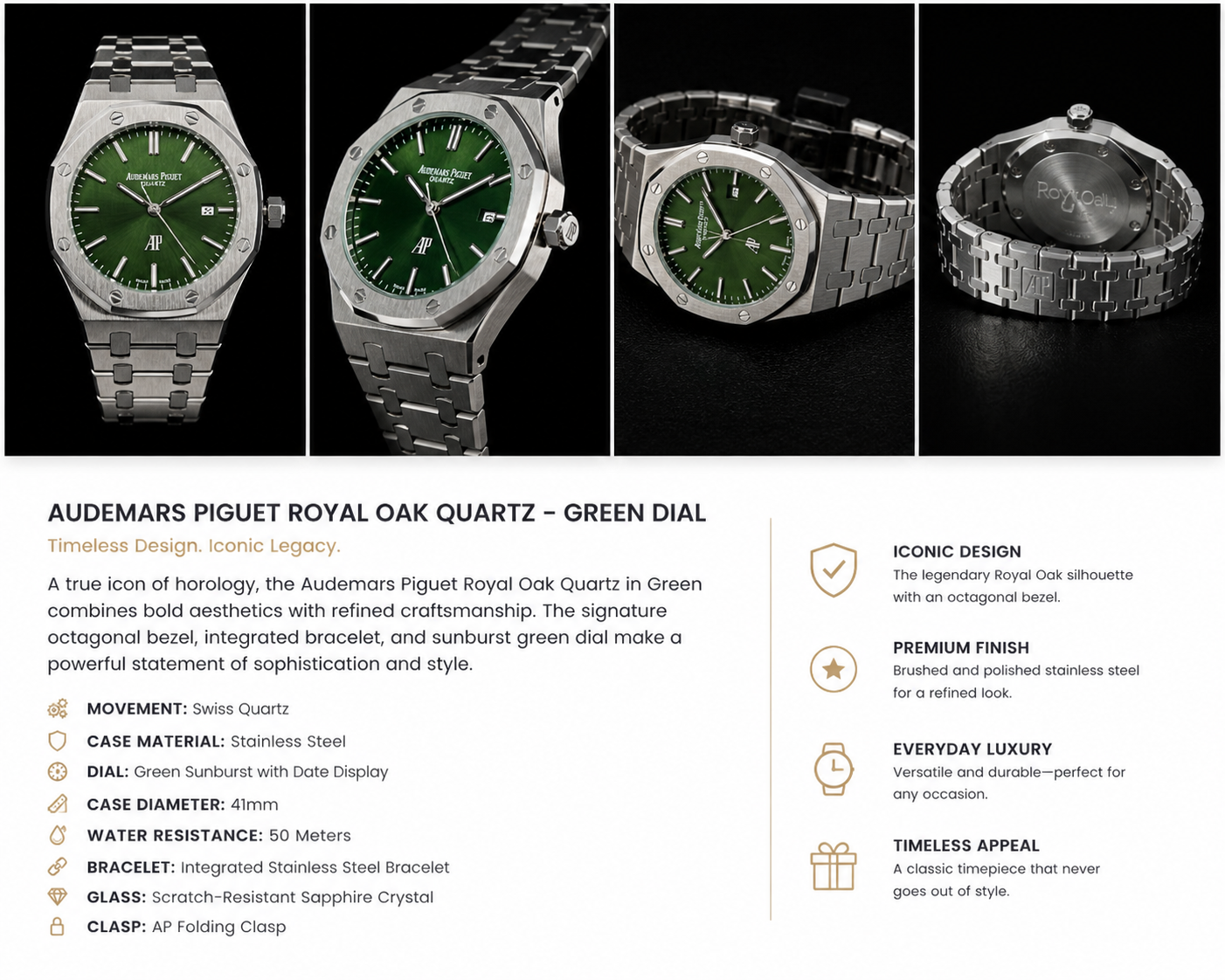 Audemars Piguet Oak Series – Green Dial (AAA Master Copy)
