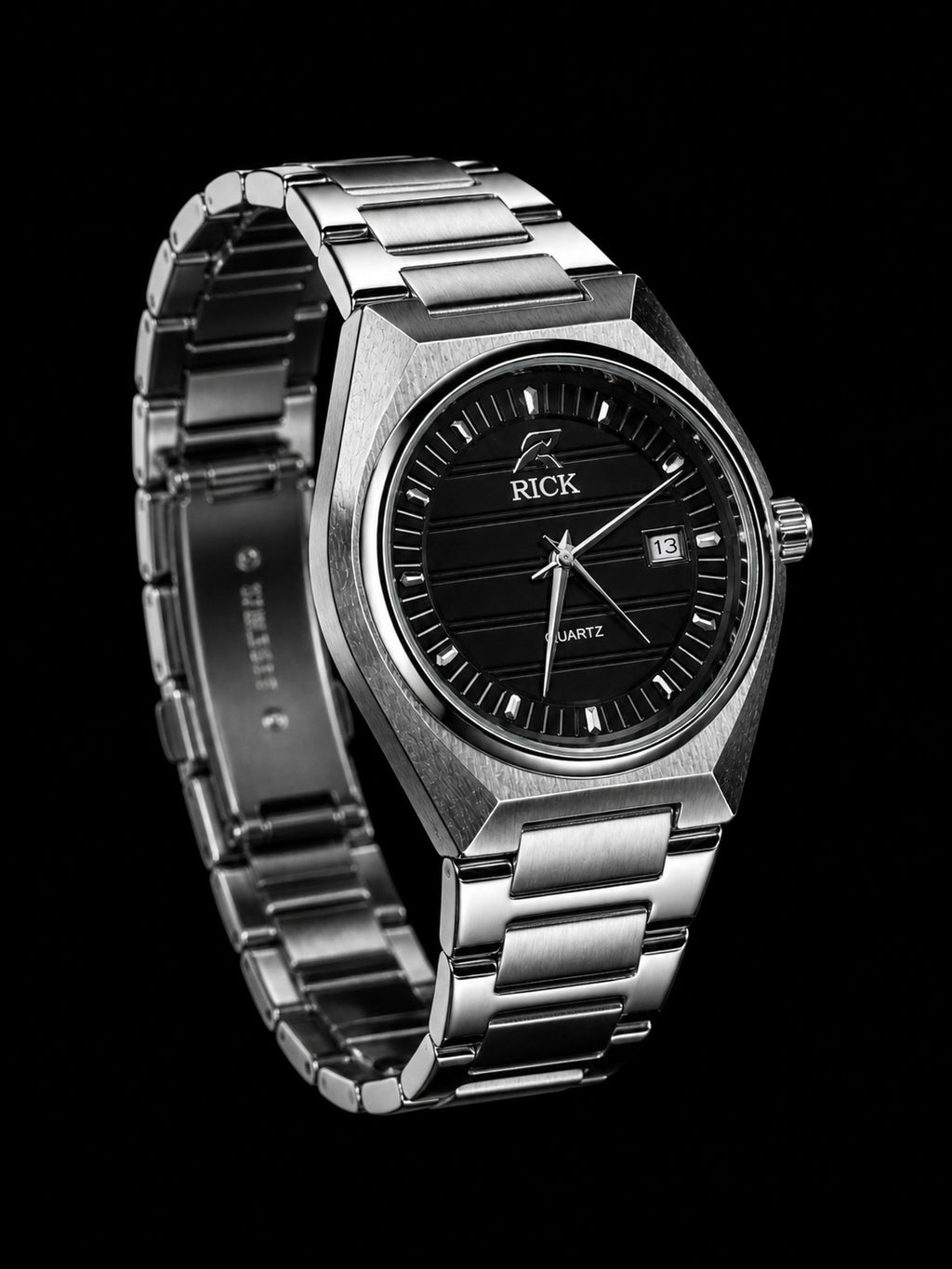 Rick Stainless Steel Watch with Black Dial