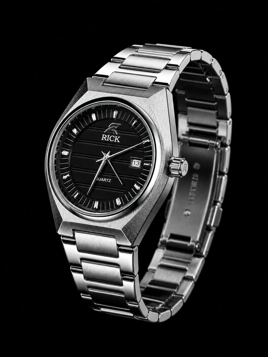 Rick Stainless Steel Watch with Black Dial