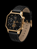 Luxury Square Dial Chronograph Watch – Black & Gold Edition