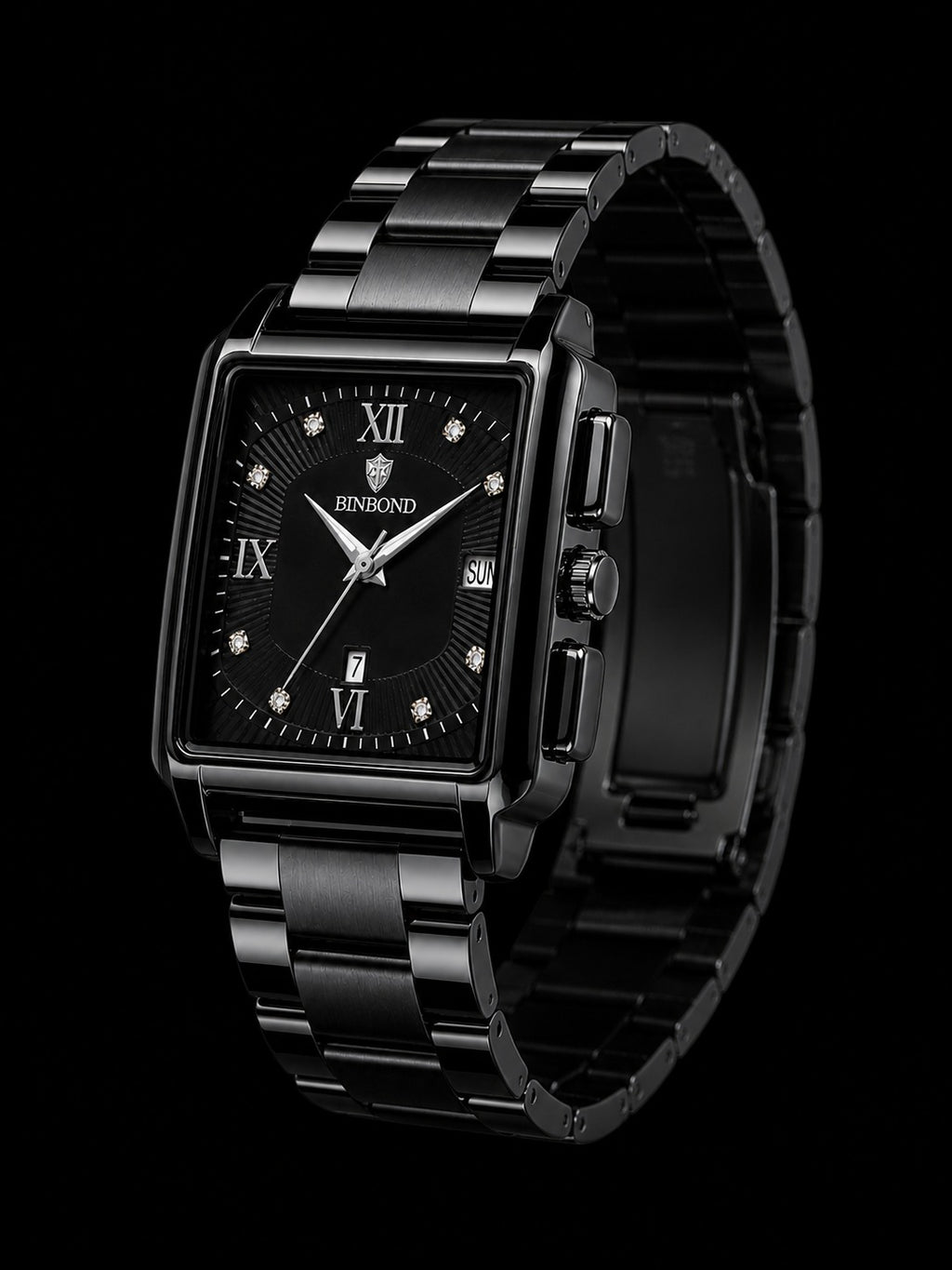 Binbond Square Watch – Black Steel Edition