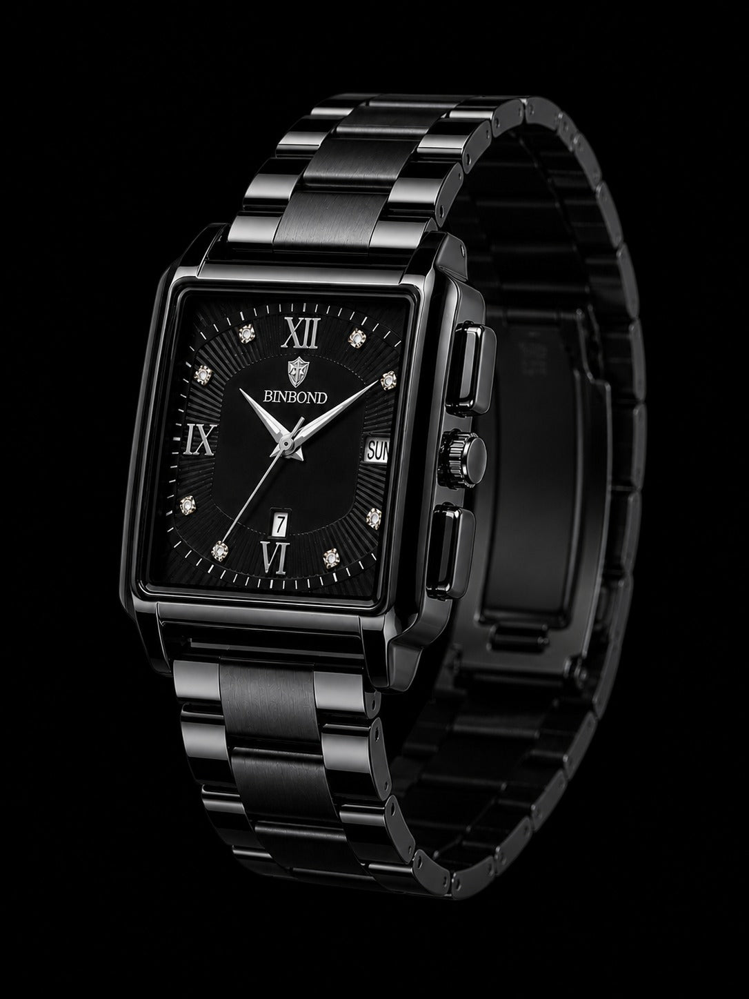 Binbond Square Watch – Black Steel Edition