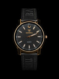 Truworth Black & Gold Minimalist Quartz Watch with Leather Strap