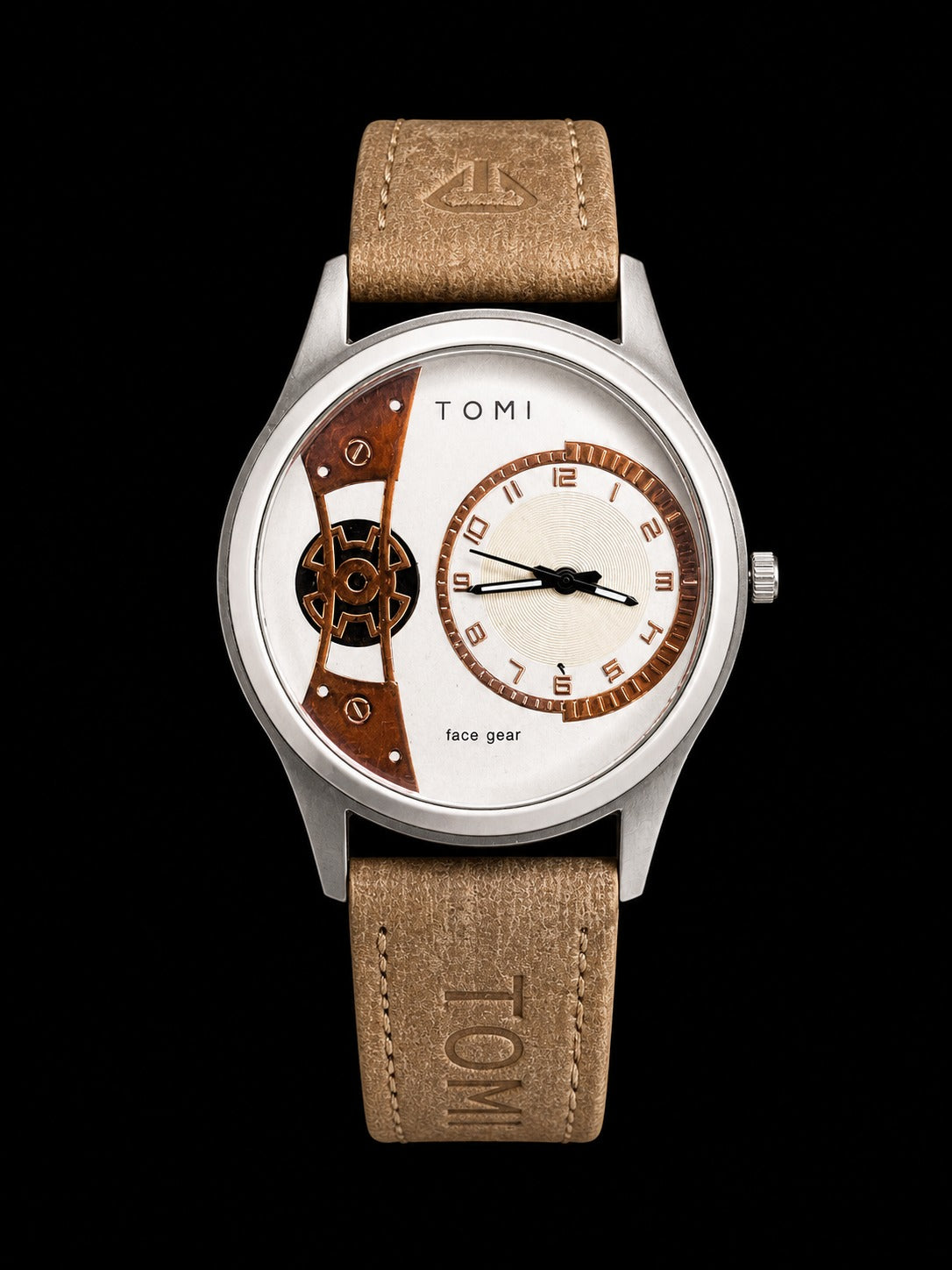 TOMI Face Gear Men’s Analog Watch – Premium Leather Strap Stylish Designer Wrist Watch