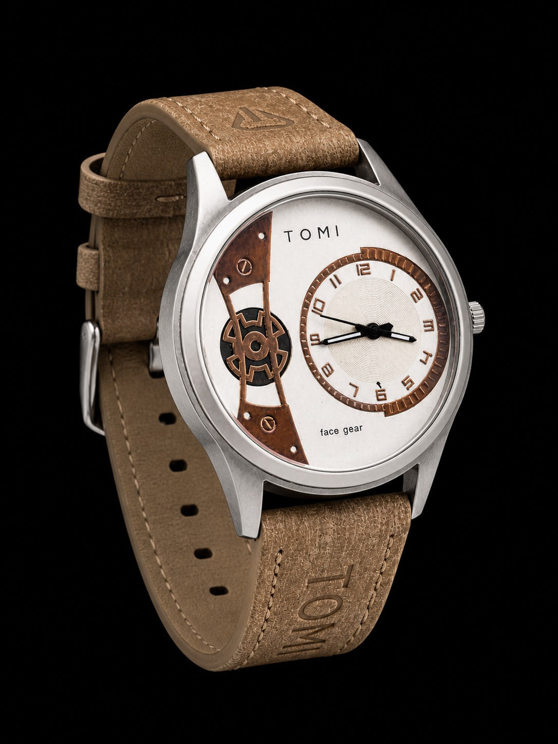 TOMI Face Gear Men’s Analog Watch – Premium Leather Strap Stylish Designer Wrist Watch