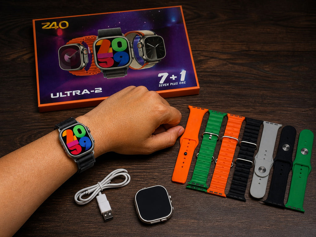 Z40 Ultra-2 Smart Watch 7+1 Combo – Bluetooth Calling & 7 Straps Set