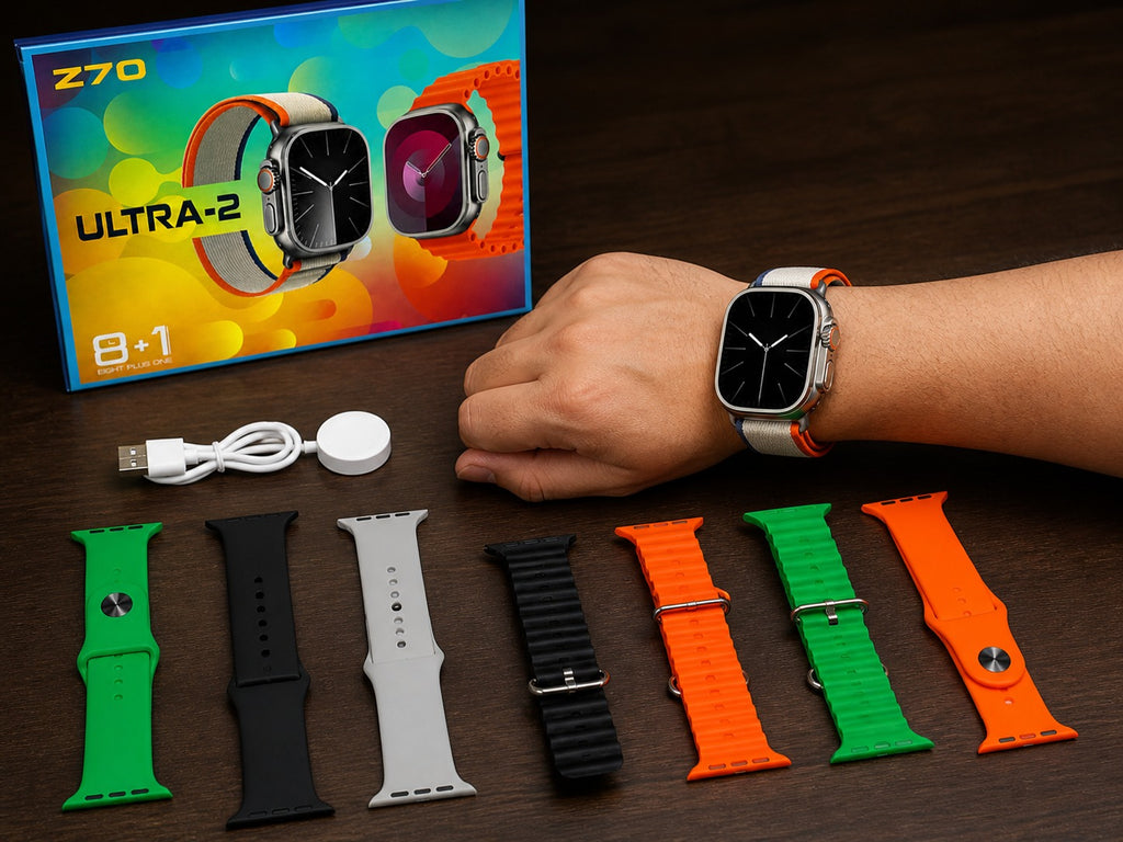 Z70 Ultra-2 Smart Watch 8+1 Combo – Bluetooth Calling & 8 Straps Set