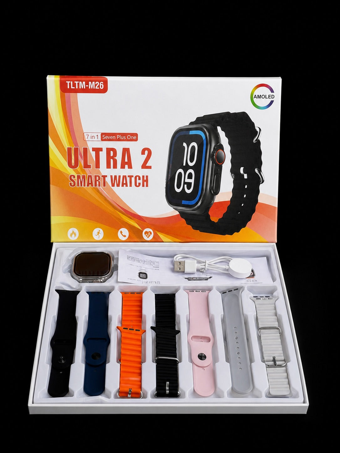 TLTM-M26 Ultra 2 Smart Watch (7-in-1 Combo) – AMOLED Display, Fitness Tracker & Call Alerts