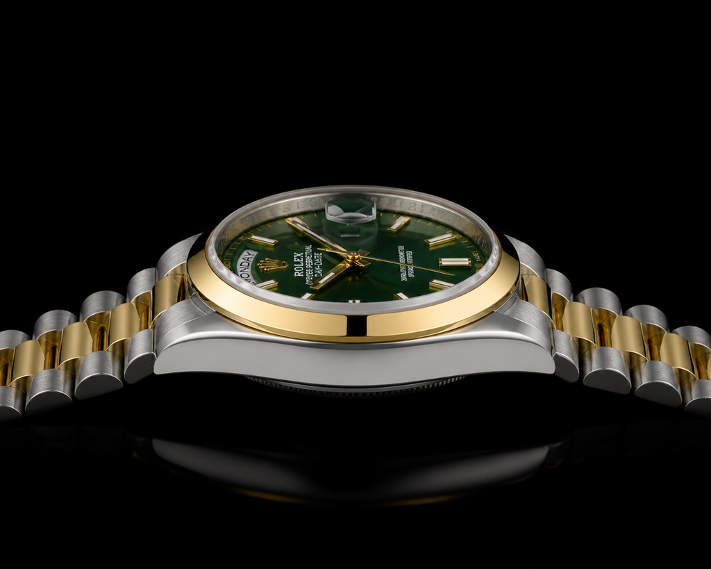 Rolex Day-Date Green Dial Two-Tone Watch (AAA Copy)