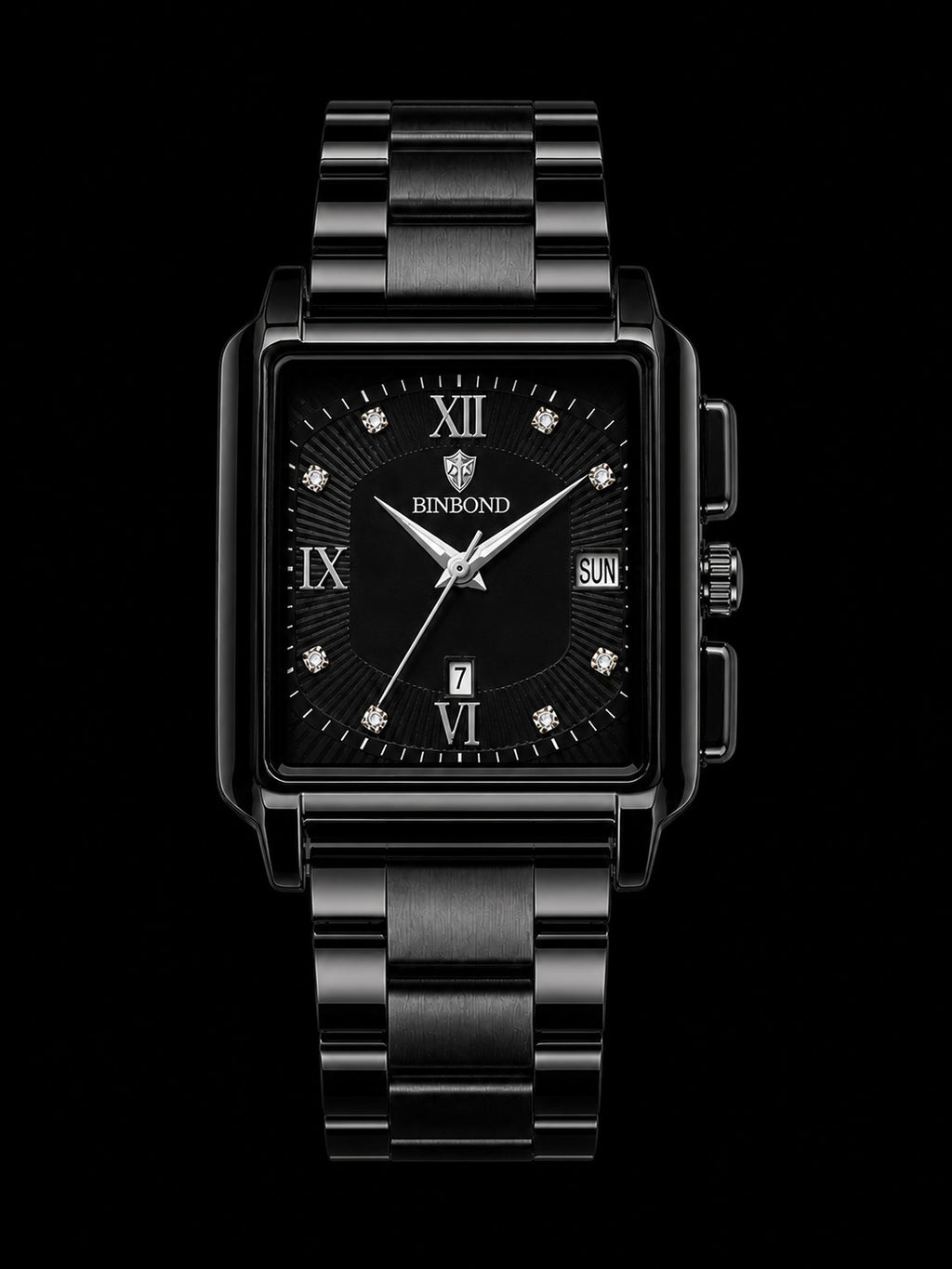 Binbond Square Watch – Black Steel Edition