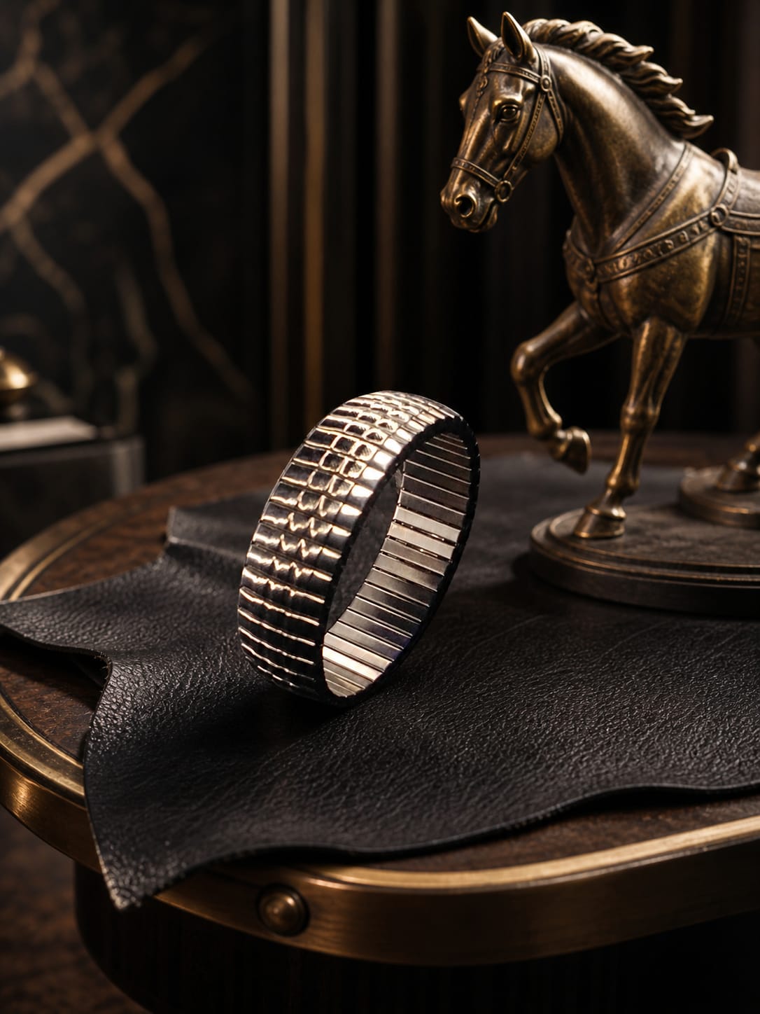 ENCLAVE Strechabke Sculpted Steel Bracelet