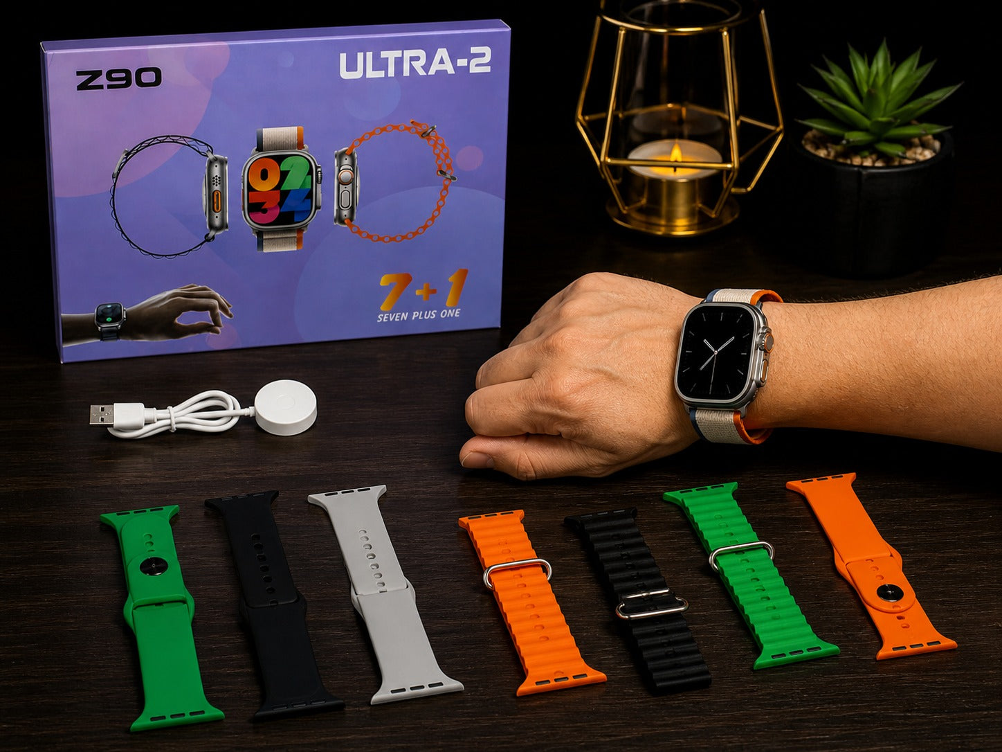 Z90 Ultra-2 Smartwatch (7+1 Strap Set) – HD Display, Bluetooth Calling & Fitness Tracker