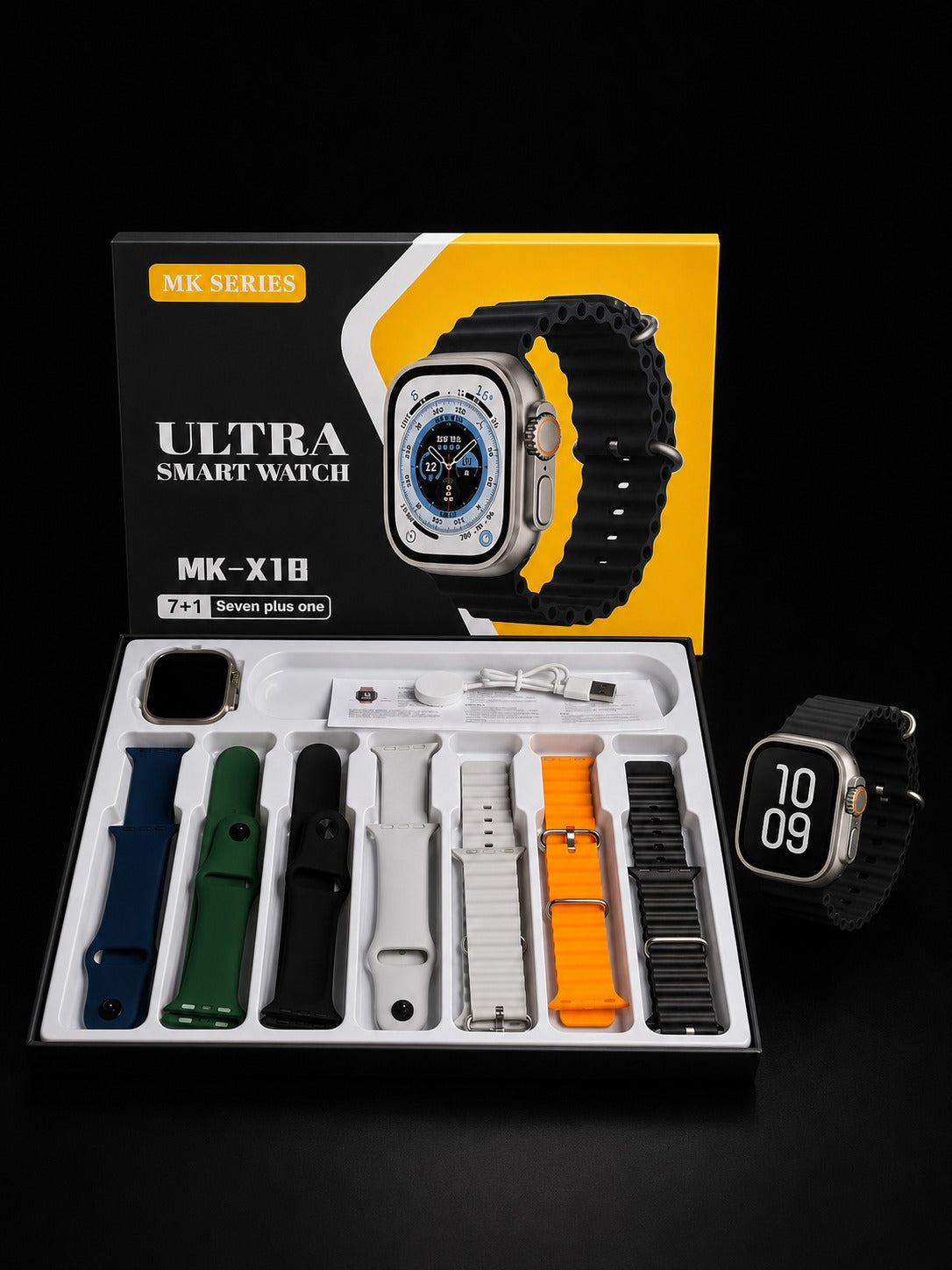 Ultra Smart Watch MK-X18 Series – 7+1 Strap Combo | Premium AMOLED Display Smartwatch