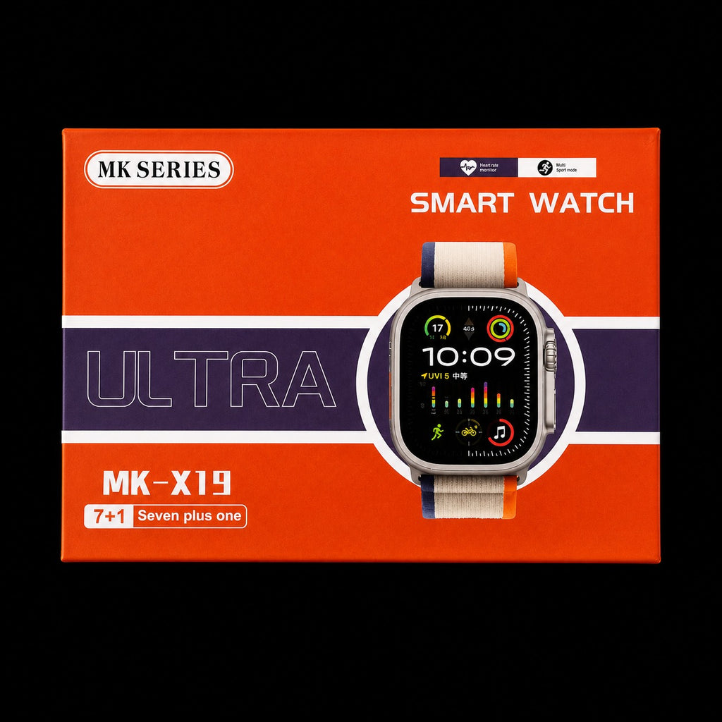 MK Series MK-X19 Ultra Smart Watch with 7 Interchangeable Straps – HD Display Fitness Tracker