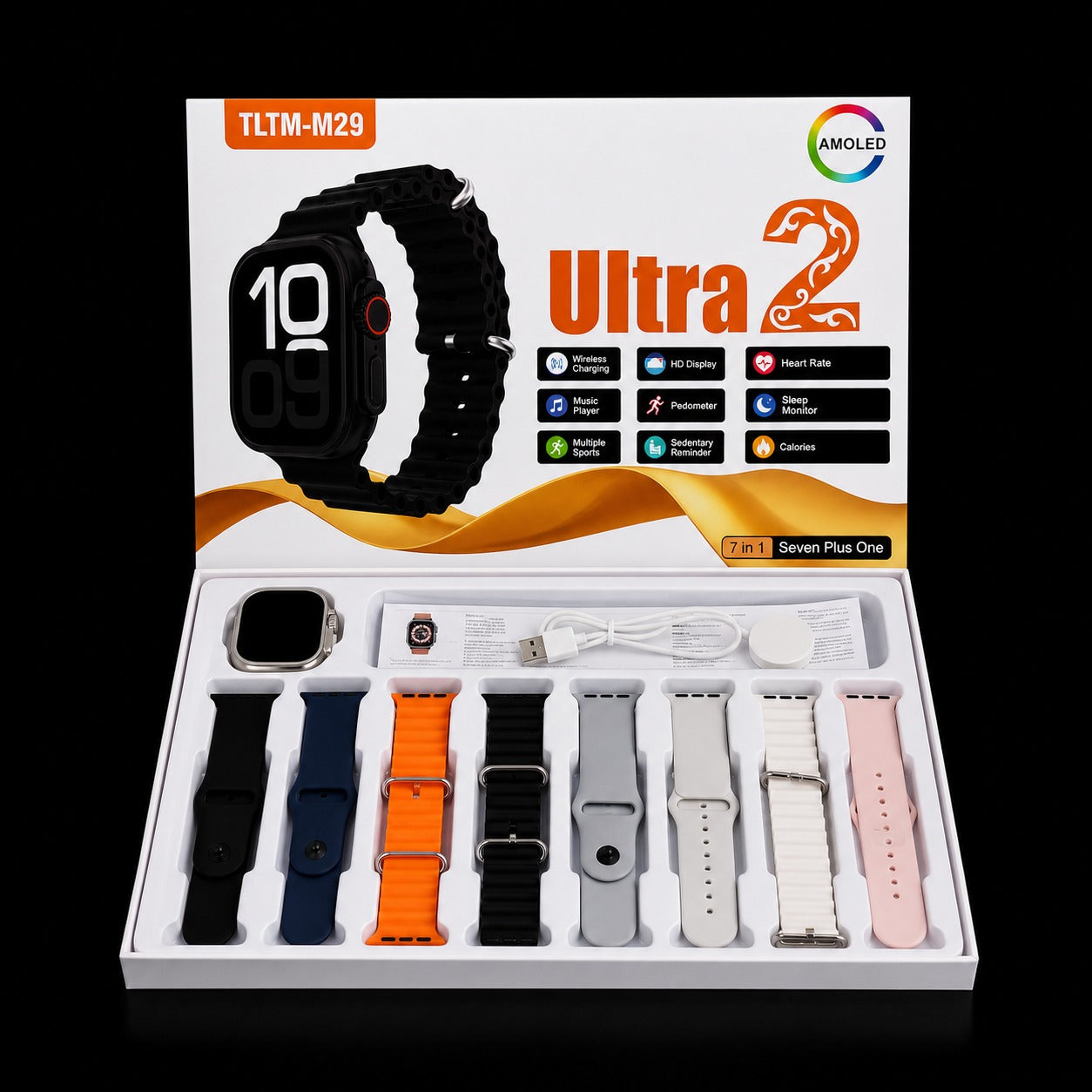 Ultra 2 Smart Watch TLTM-M29 Series – 7+1 Strap Combo | AMOLED Display Premium Smartwatch