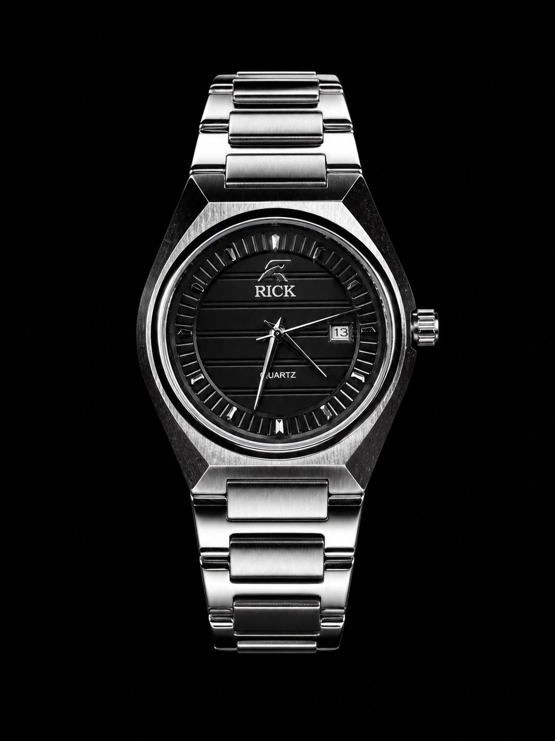 Rick Stainless Steel Watch with Black Dial