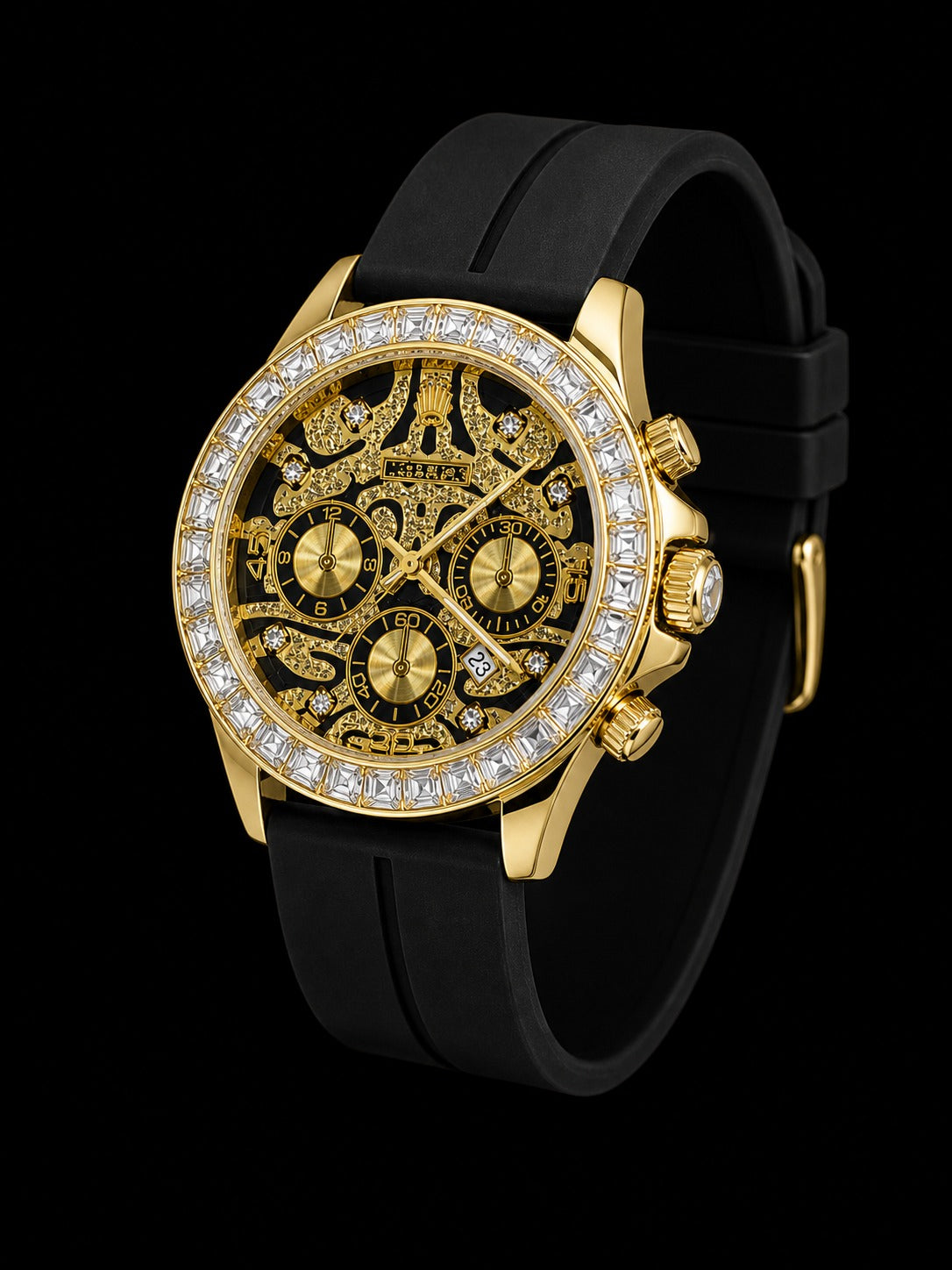 Rolex DateJust Rainbow – Black Strap Edition - Gold & Rosegold