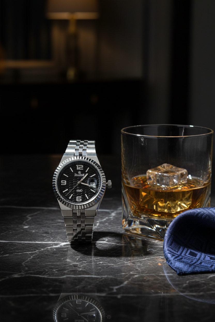 Seastar AMD – Dark Marble Silver Bezel