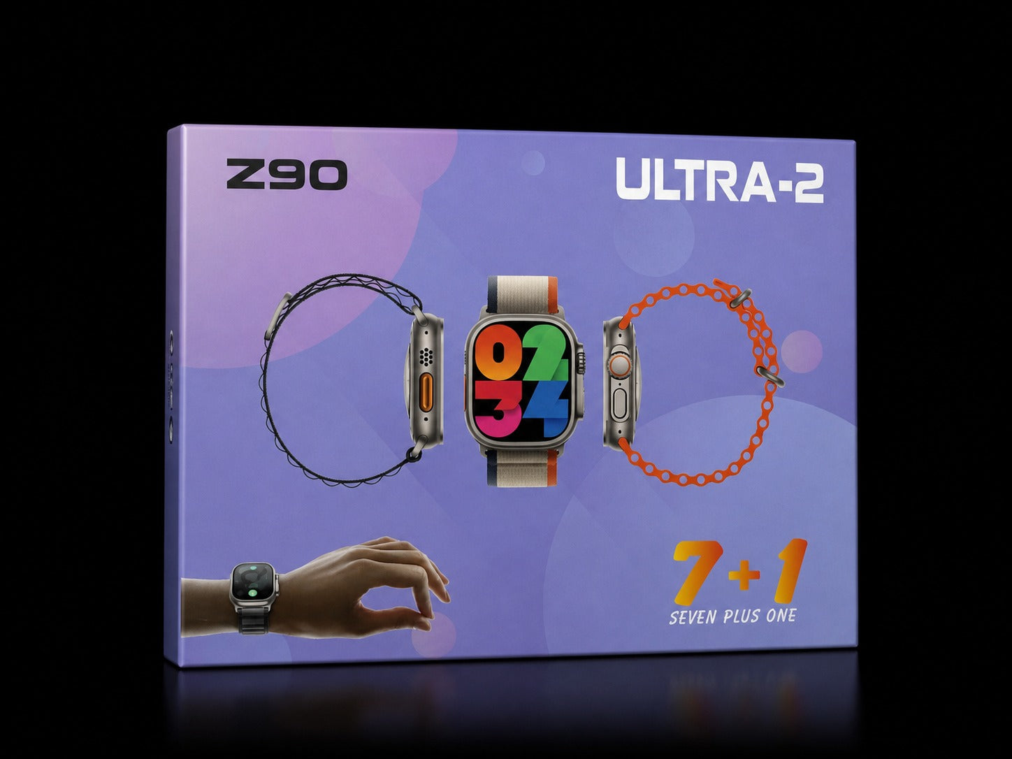 Z90 Ultra-2 Smartwatch (7+1 Strap Set) – HD Display, Bluetooth Calling & Fitness Tracker