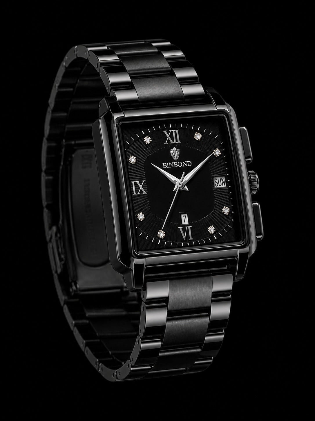 Binbond Square Watch – Black Steel Edition