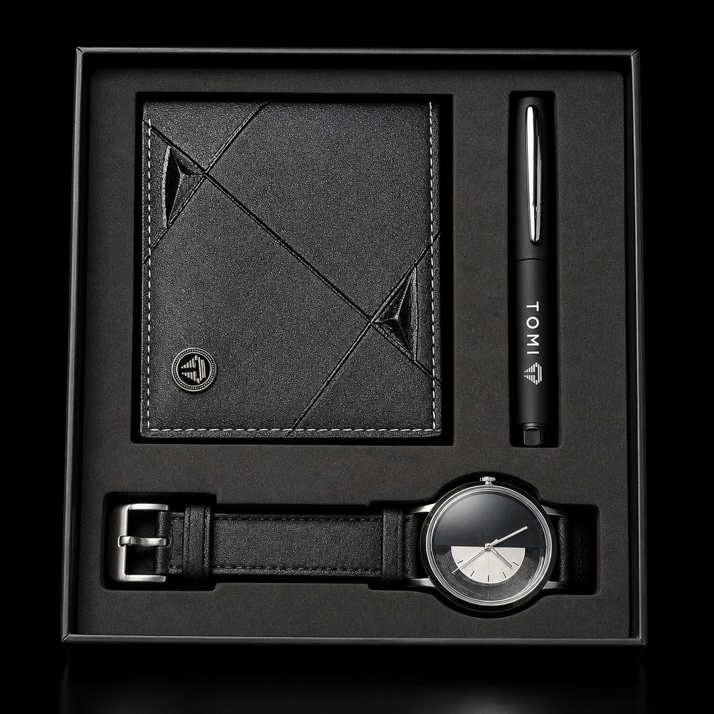 TOMI Classic Series T-01 Premium Watch Gift Set – Luxury Black Edition