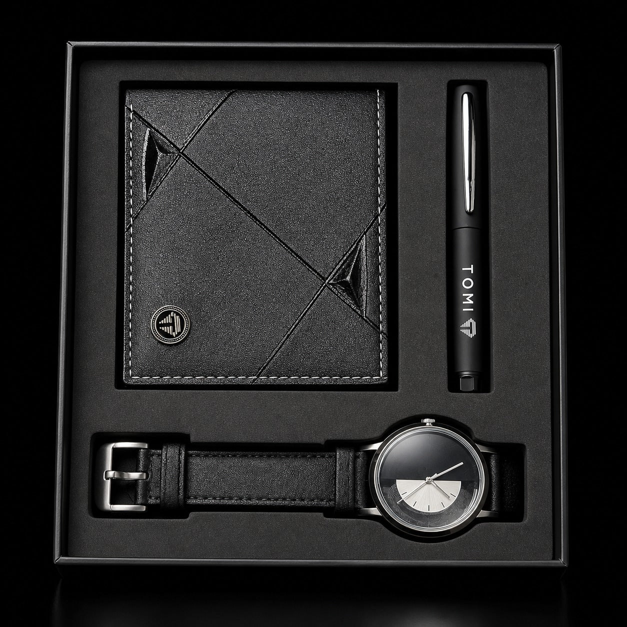 TOMI Classic Series T-01 Premium Watch Gift Set – Luxury Black Edition