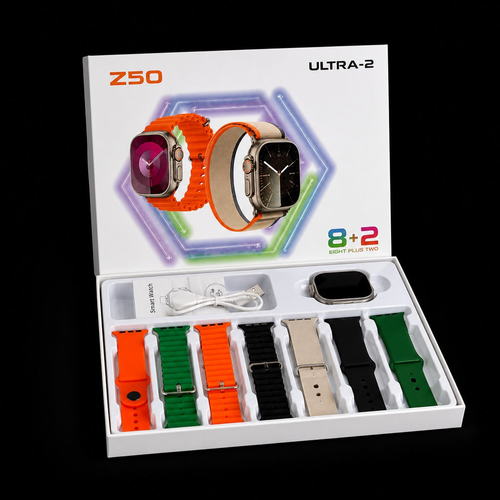 Z50 Ultra-2 Smartwatch with Bluetooth Calling, 2.01” HD Display, 8+2 Strap Combo, Fitness Tracker Watch