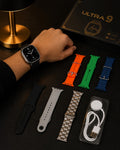Ultra 9 DT900 Smart Watch – 7 Straps Set with Wireless Charger & Big Display