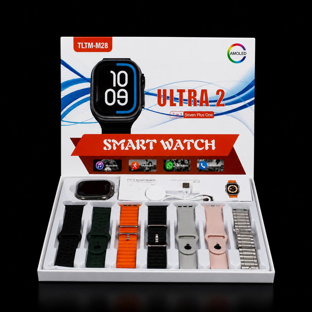 Ultra 2 Series TLTM-M28 Smart Watch – 7-in-1 Combo with 7 Straps