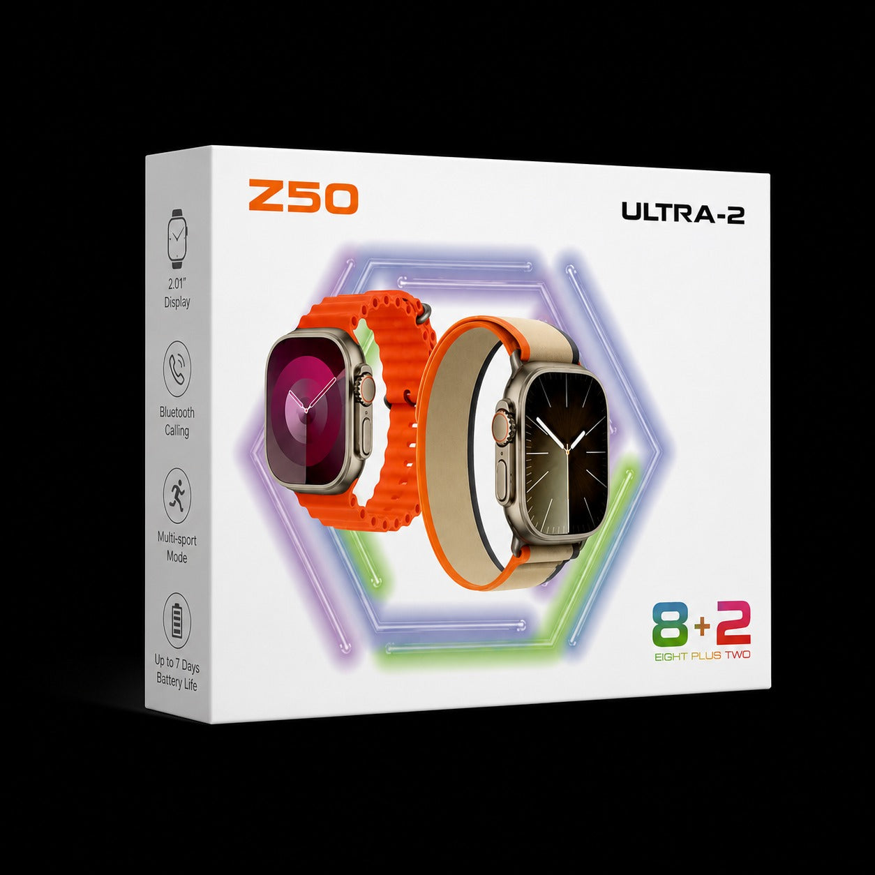 Z50 Ultra-2 Smartwatch with Bluetooth Calling, 2.01” HD Display, 8+2 Strap Combo, Fitness Tracker Watch